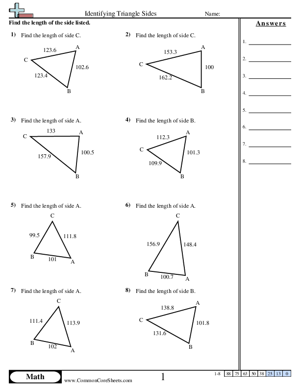 Identifying Triangle Sides worksheet